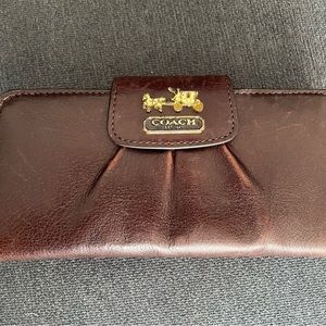 Coach brown distressed leather wallet